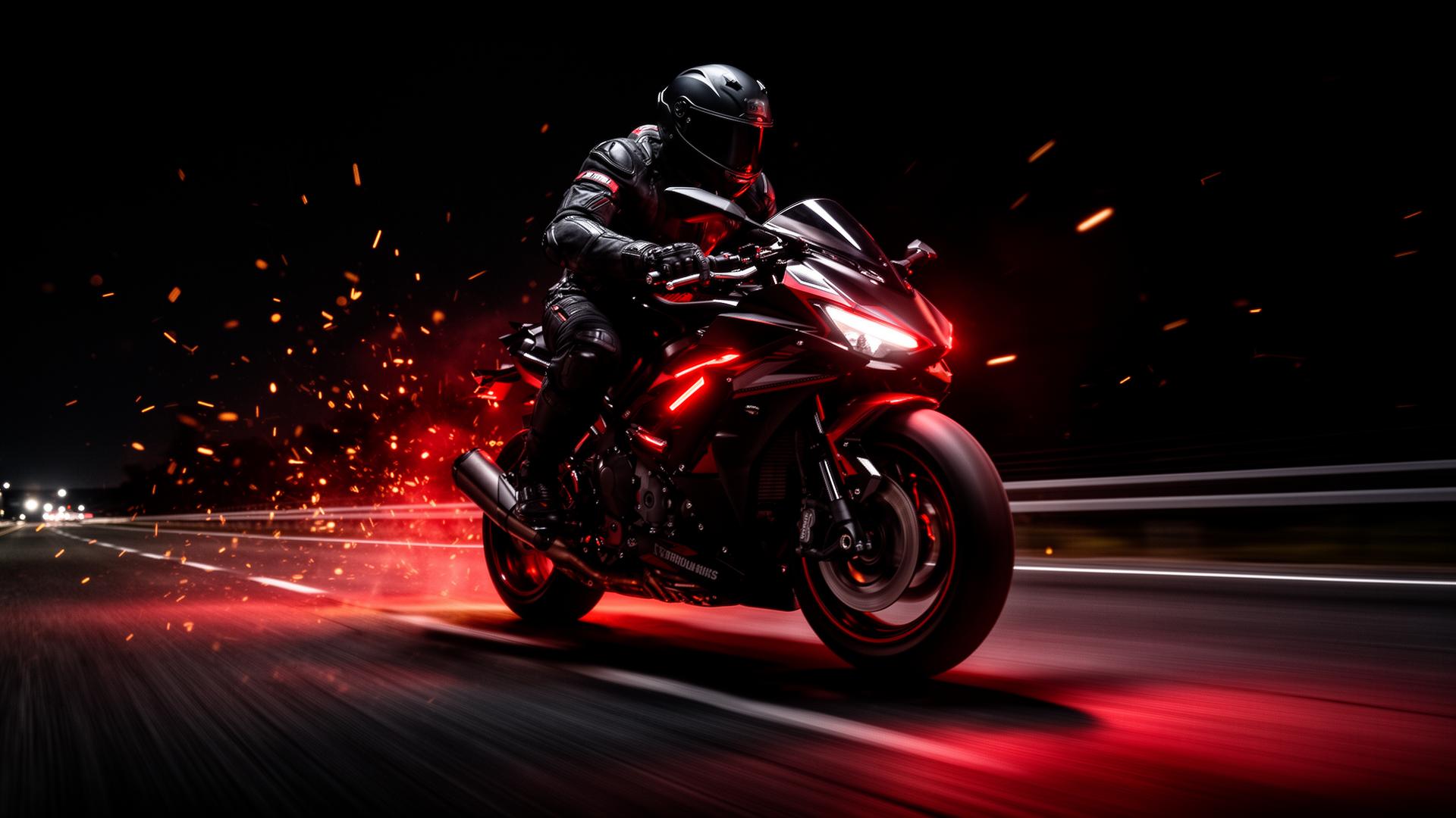 Motociclista em alta velocidade